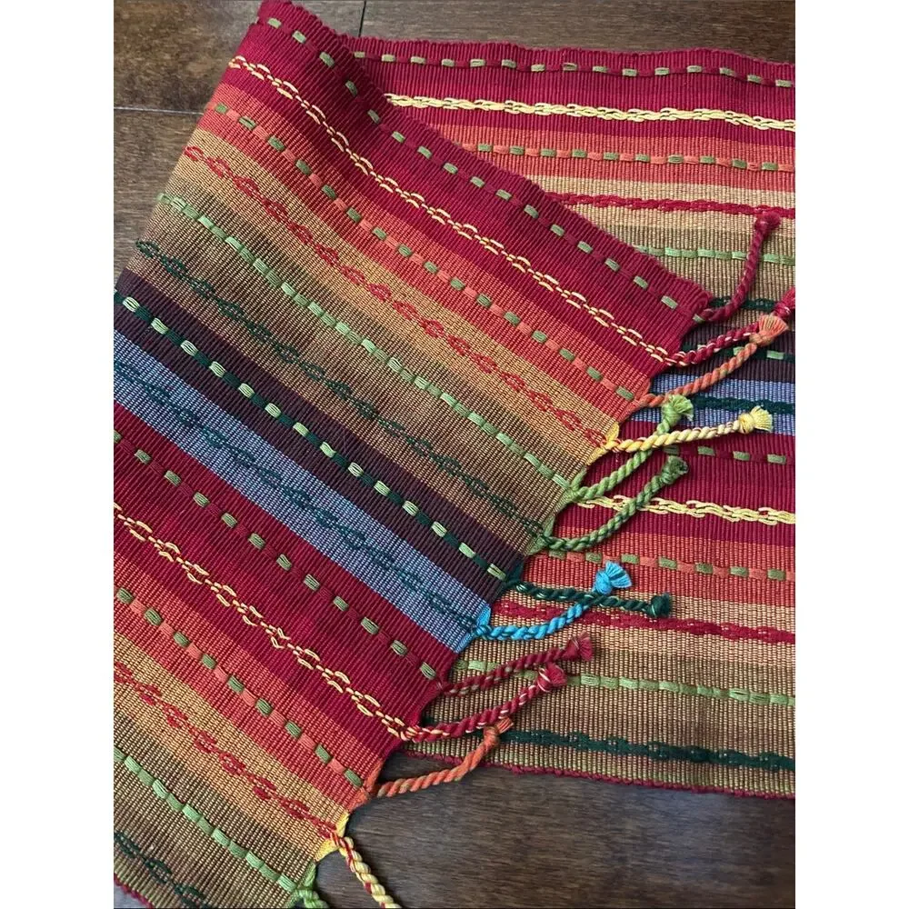 Woven Multicolored Striped Runner for Kitchen Table, Perfect for Summer